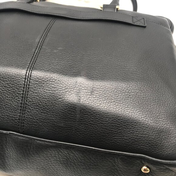 Levenger Black Pebbled Leather Laptop Tote Bag - Picture 12 of 16